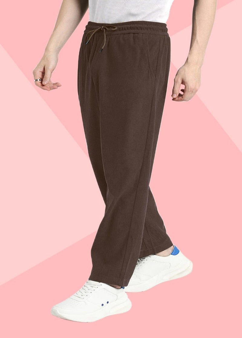 SWADESI STUFF Men's Corduroy Track Pants | Self Design, Mid-Rise Fit, Flexi Waistband - Retro-Inspired Straight Fit Lounge & Casual Wear (in, Alpha, S, Standard, Brown) - Image 5