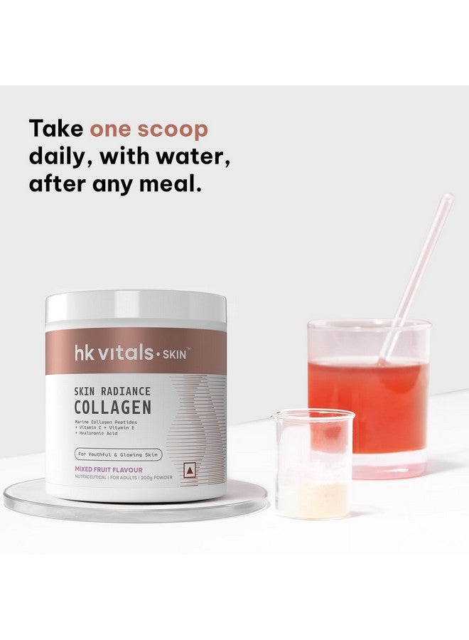 HEALTHKART مكمل كولاجين البحر من هيلث كارت hk فيتالز لتألق البشرة (فاكهة مختلطة، 200 جرام) | مع فيتامين C و E و هيالورونات الصوديوم | لبشرة وشعر وأظافر صحية - Image 4