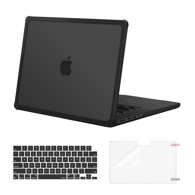 MOSISO Compatible with MacBook Pro 16 inch Case M5 2026 M4 2025 M3 M2 M1 20242021 A3429 A3428 A3403 A3186 A2991 A2780 A2485 3 in 1 Kit CrackResistant Heavy Duty Shell with TPU Bumper Black - Image 2