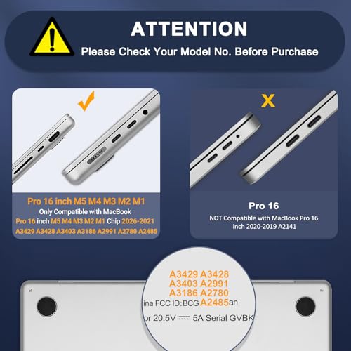 MOSISO Compatible with MacBook Pro 16 inch Case M5 2026 M4 2025 M3 M2 M1 20242021 A3429 A3428 A3403 A3186 A2991 A2780 A2485 3 in 1 Kit CrackResistant Heavy Duty Shell with TPU Bumper Black - Image 3