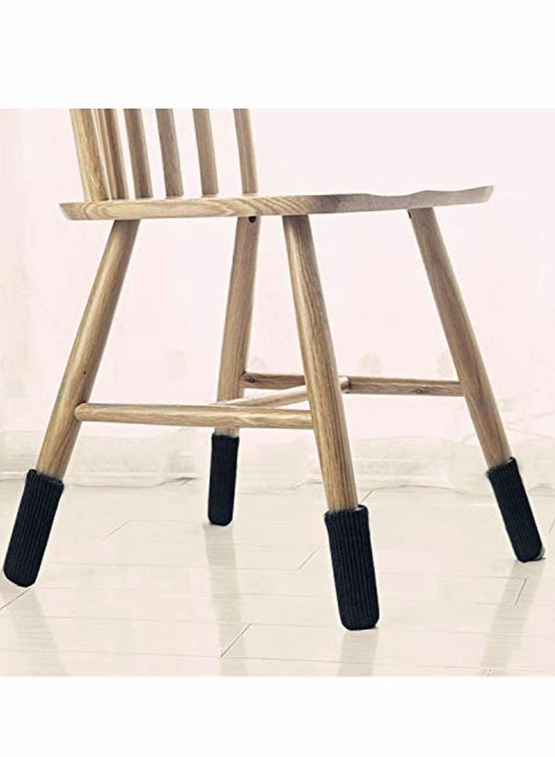 32 PCs Chair Leg Socks Chair Leg, Floor Protectors for Avoid Scratches, High Elastic Furniture Pads Set for Moving Easily and Reduce Noise, Near-Silent Felt Padded Floor Protector Socks, Black - Image 2