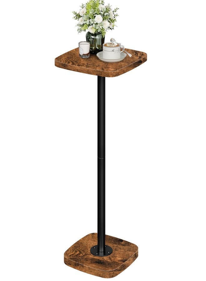 CHOEZON Small Side Table, Drink Table for Small Spaces, Square Martini Table with Pedestal, for Living Room, Bedroom, Rustic Brown and Black TBZ24BF - Image 1
