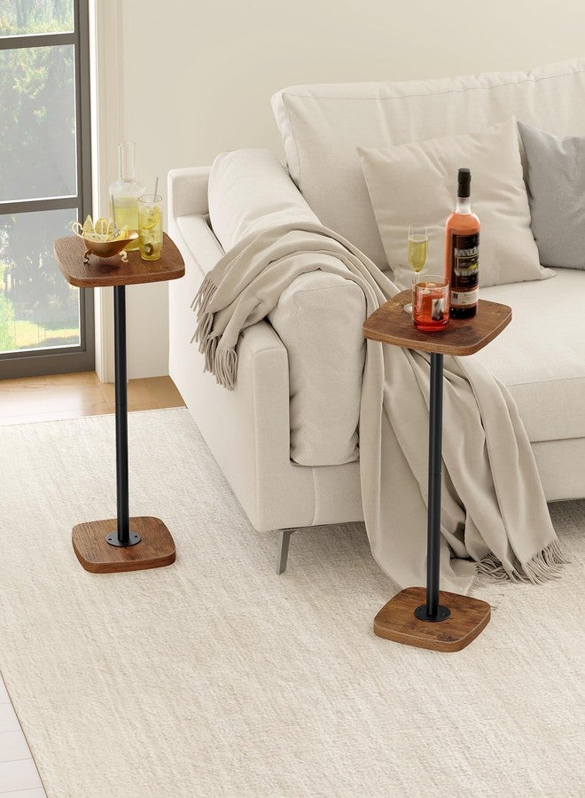 CHOEZON Small Side Table, Drink Table for Small Spaces, Square Martini Table with Pedestal, for Living Room, Bedroom, Rustic Brown and Black TBZ24BF - Image 4