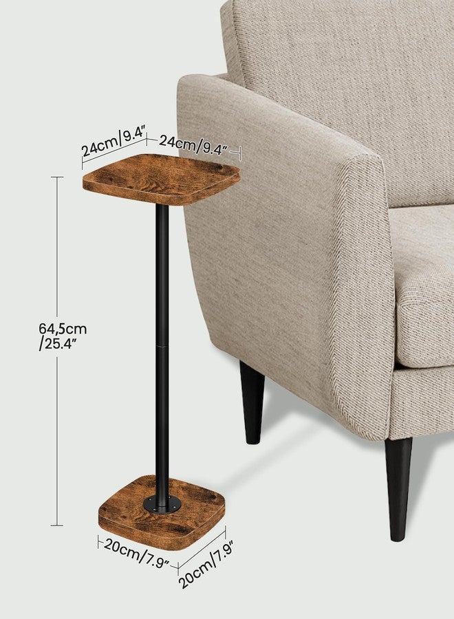 CHOEZON Small Side Table, Drink Table for Small Spaces, Square Martini Table with Pedestal, for Living Room, Bedroom, Rustic Brown and Black TBZ24BF - Image 3