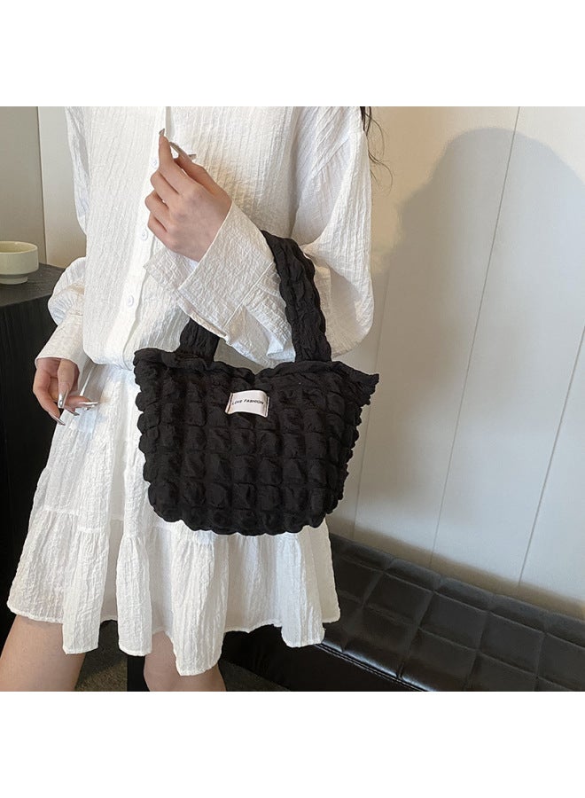 Bubble Cloud Bag Commuter Shoulder Handbag Large Capacity Summer Simple Korean Style Ins Women's Bag-Color:White - Image 5