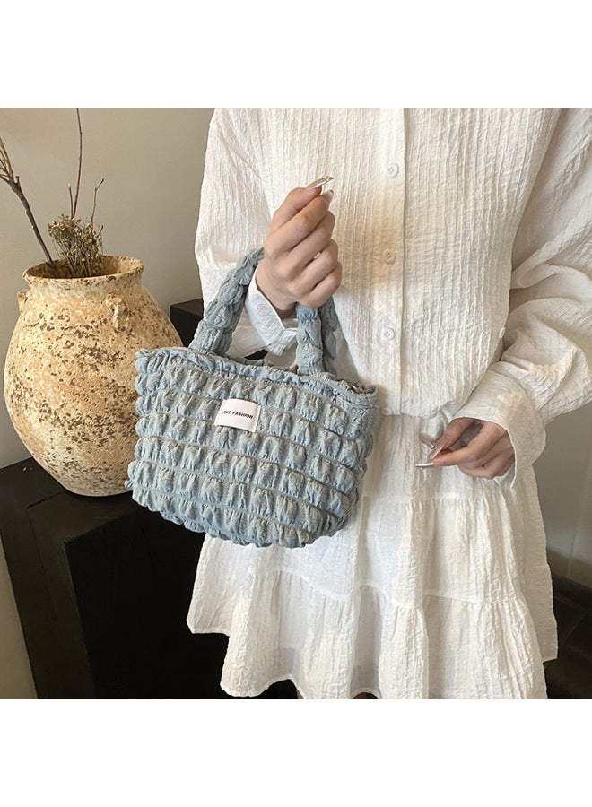Bubble Cloud Bag Commuter Shoulder Handbag Large Capacity Summer Simple Korean Style Ins Women's Bag-Color:White - Image 4