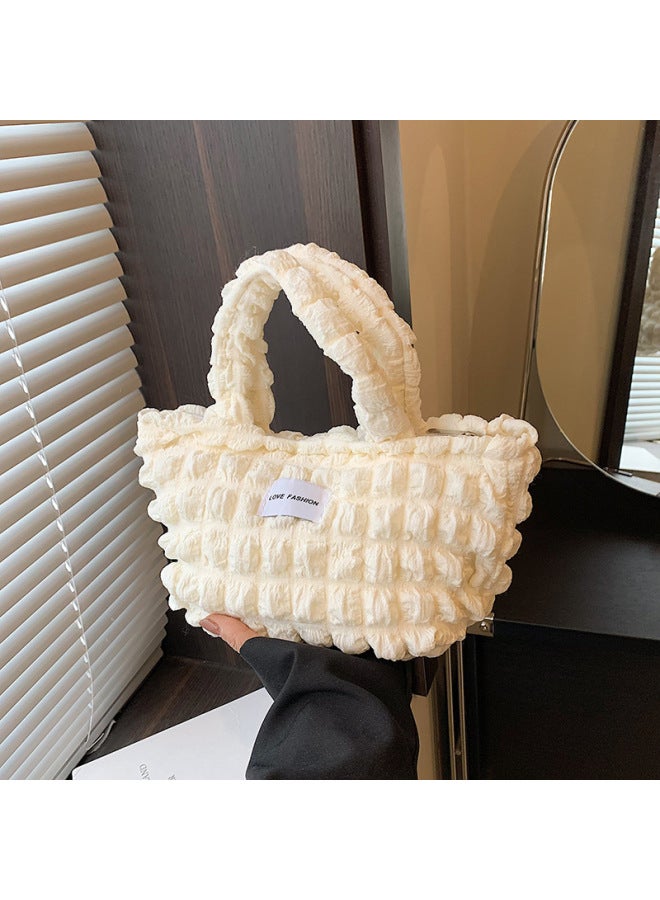 Bubble Cloud Bag Commuter Shoulder Handbag Large Capacity Summer Simple Korean Style Ins Women's Bag-Color:White - Image 1