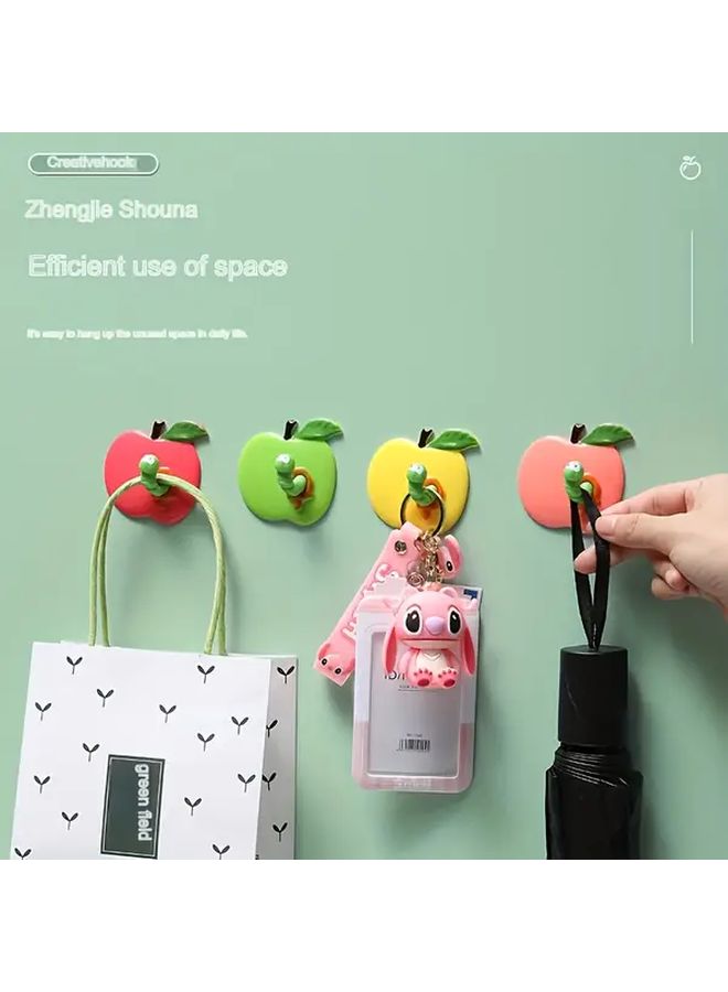 Pink No Drill Apple Hooks Traceless Durable For Kitchen Bathroom Stall - Image 1