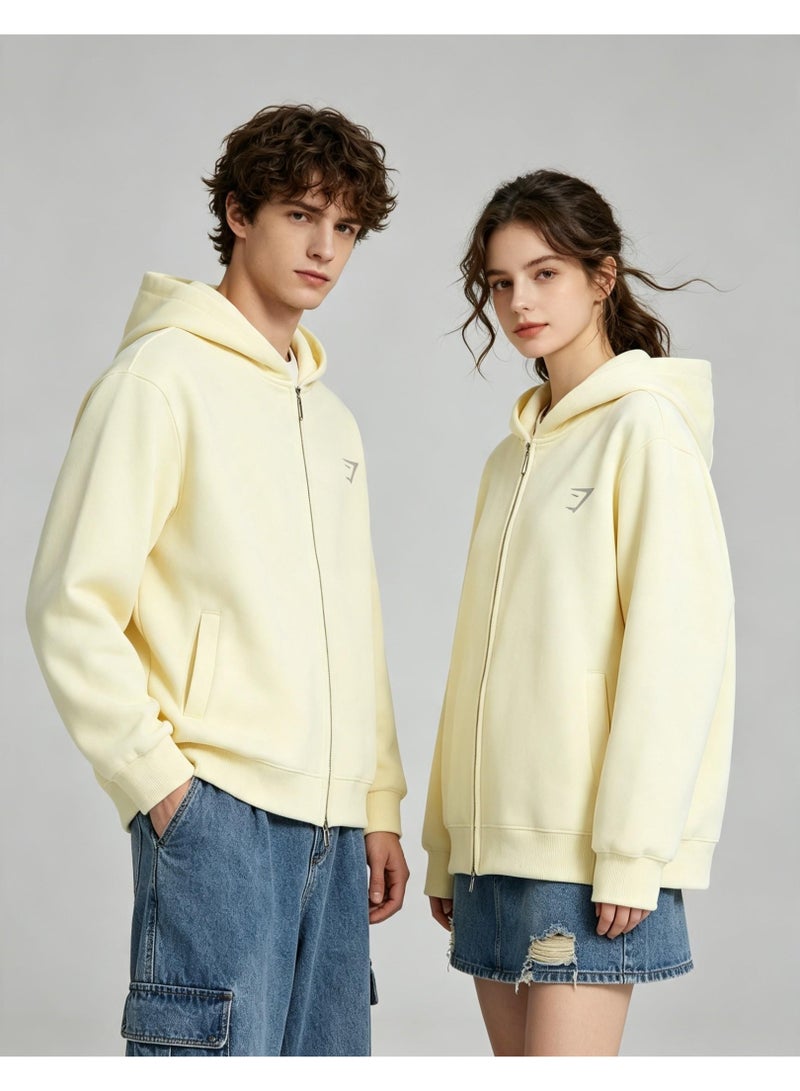 جيمشارك Gymshark رجل إمرأة نوع ذهب رمز فضفاض سحاب دثار طبقة ( 350G ) - Image 5