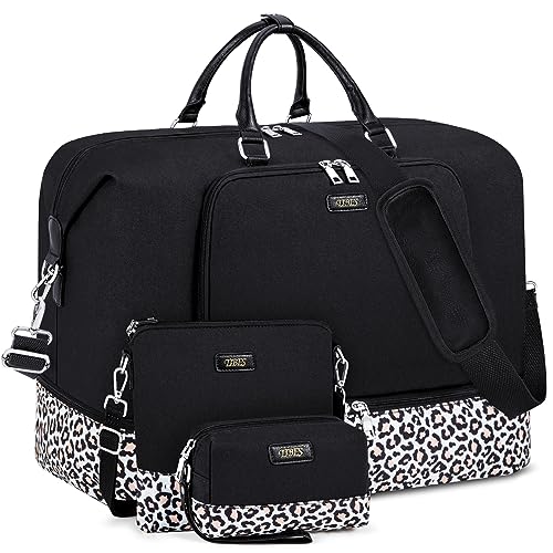 TIBES Travel Weekender Bag for Women, Overnight Bag with Shoe Compartment Oversized Travel Duffel Bag Carry On Tote 21" - Image 1