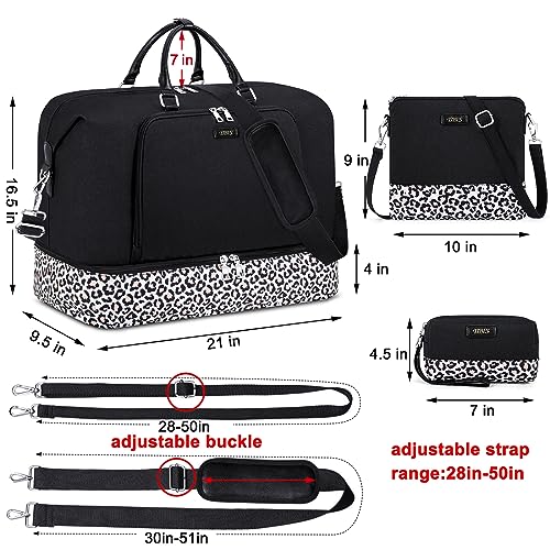 TIBES Travel Weekender Bag for Women, Overnight Bag with Shoe Compartment Oversized Travel Duffel Bag Carry On Tote 21" - Image 5