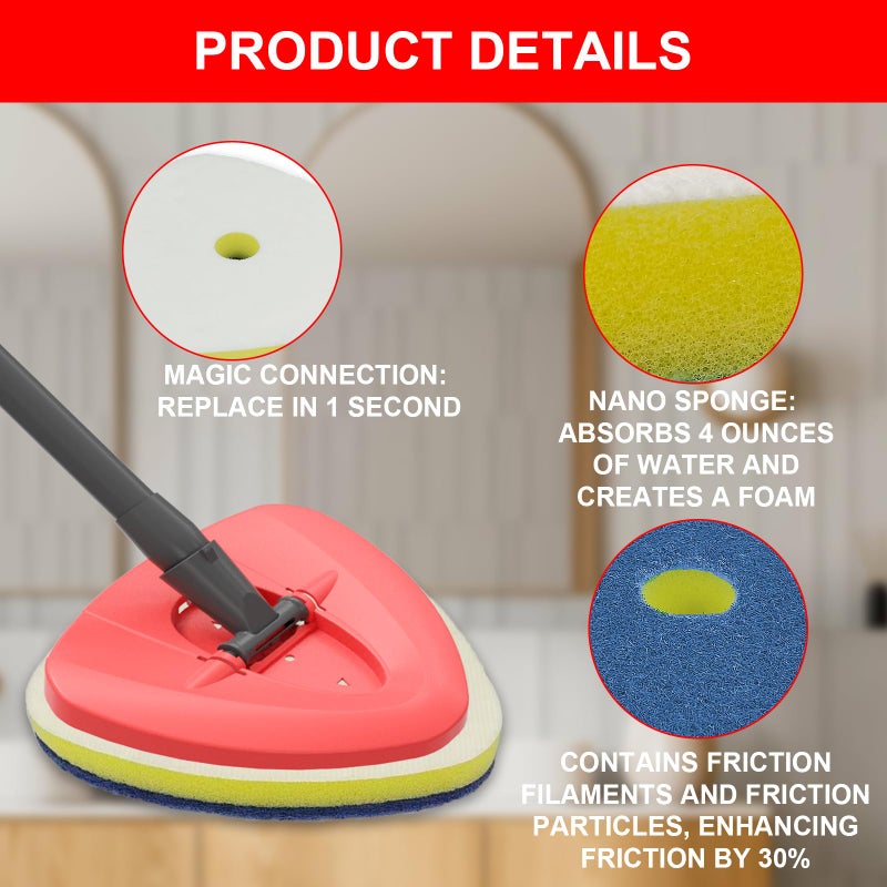 Bublador Spin Mop Replacement Head Compatible with O Cedar EasyWring 1 Tank,Scrubber Heads,Scrub Brush Attachment for Bathroom,Kitchen and Various of Hard Floors - Image 3
