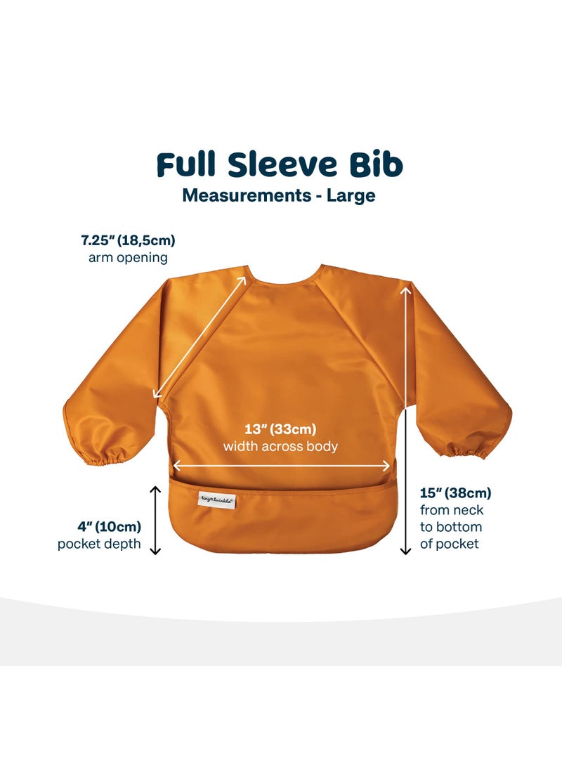 Tiny Twinkle Tiny Twinkle Mess Proof Baby Bib, 2 Pack Long Sleeve Bib Outfit, Waterproof Bibs for Toddlers, Machine Washable, Tug Proof (Sand Cinnamon, Large 2-4 Years)  - Image 5