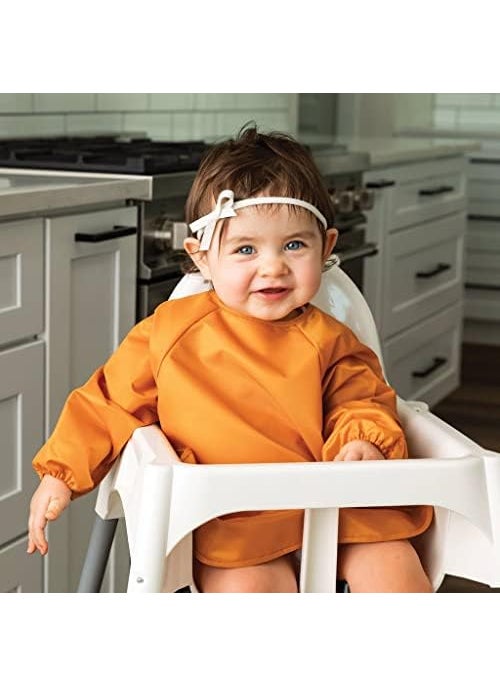 Tiny Twinkle Tiny Twinkle Mess Proof Baby Bib, 2 Pack Long Sleeve Bib Outfit, Waterproof Bibs for Toddlers, Machine Washable, Tug Proof (Sand Cinnamon, Large 2-4 Years)  - Image 4