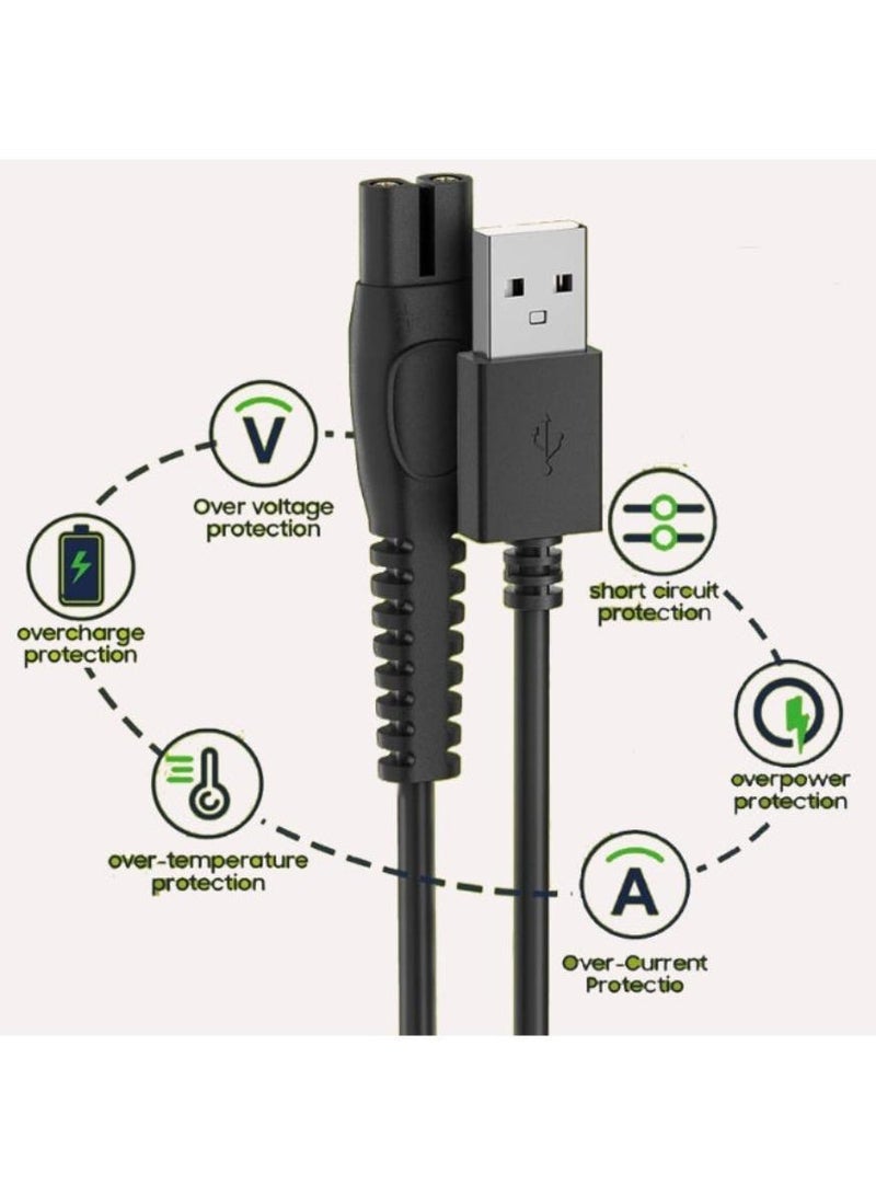 شابية سلك شاحن 5 فولت لـ Philips Norelco One Blade QP2724، QP2834، MG5910، MG7910، MG9510، MG9520، X5006، PQ888 PQ889 كابل شاحن OneBlade بطول 1.64 قدم، قطعة واحدة - Image 3