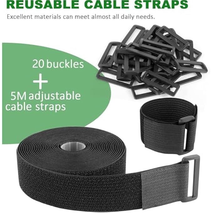 TIE DOWN STRAP 5-METER ROLL WITH 20 BUCKLES, HEAVY DUTY LASHING STRAPS FOR SECURING LUGGAGE BIKE RACK CAMPING GEAR, REUSABLE CINCH STRAPS FOR HOME TRAVEL ORGANIZATION - Image 4