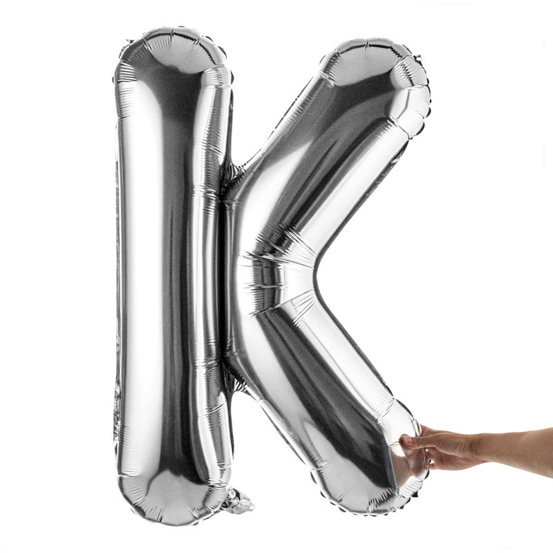 Restaurantware-Balloonify 40 Inch Letter Balloon, 1 Large Alphabet Party Balloon - Letter K, Self-Sealing, Silver Foil Mylar Balloon, Hanging Loop, Decoration For Birthday, Wedding, Or Graduation - Image 2