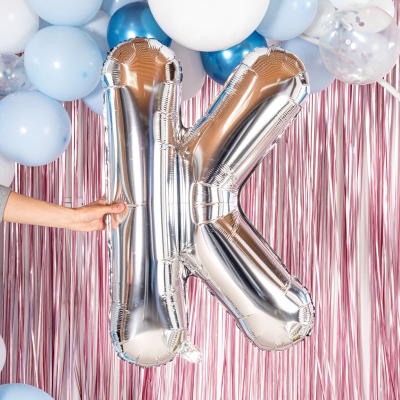 Restaurantware-Balloonify 40 Inch Letter Balloon, 1 Large Alphabet Party Balloon - Letter K, Self-Sealing, Silver Foil Mylar Balloon, Hanging Loop, Decoration For Birthday, Wedding, Or Graduation - Image 5