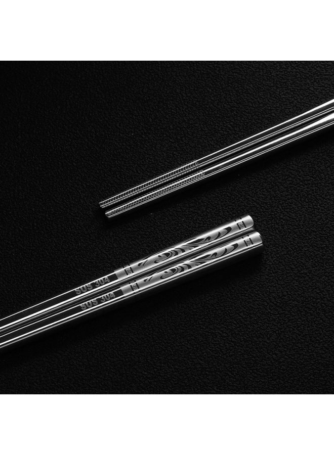 Korean-style 304 Stainless Steel Chopsticks Lengthened Home Children's Hotel Stall Heat Insulation Anti-mildew Anti-slip Hot Pot Chopsticks Logo-Color:Laser Anti-slip + Aloe-Specifications:27cm (public Chopsticks/hot Pot Chopsticks/fried Chopsticks) Double  - Image 1