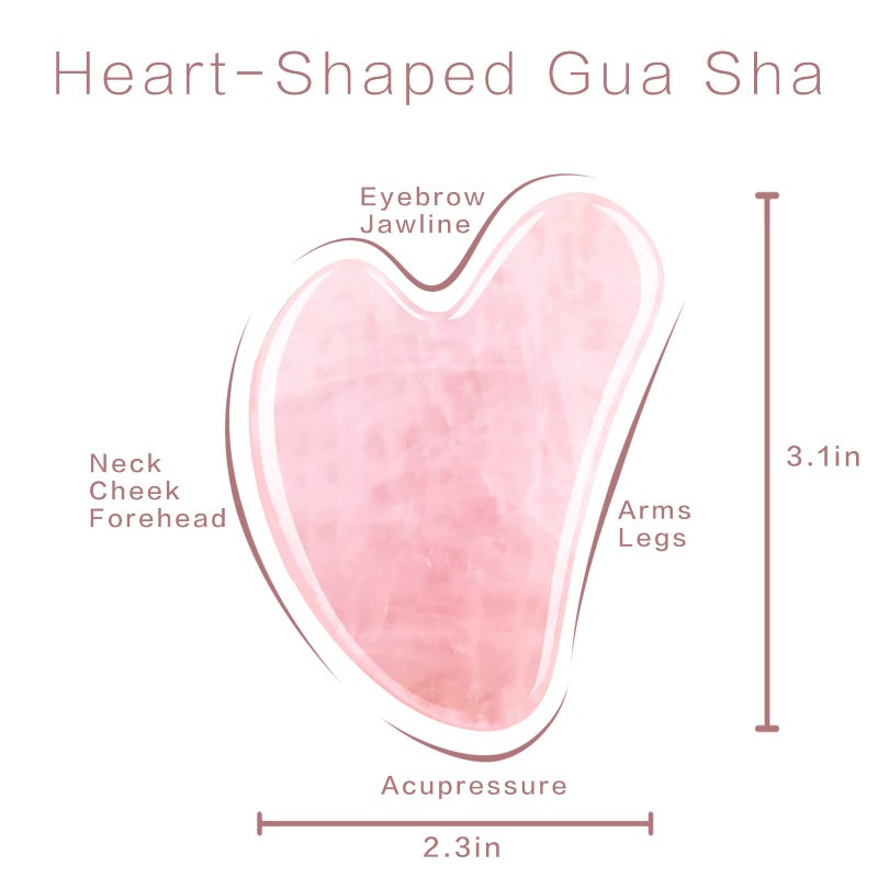 Contrybox Gua Sha Facial Tools, Rose Quartz Guasha Tool for Face & Eye, Puffiness Reducing & Jawline Sculpting Face Stone Gua Sha Tools for Skin Care Woman GuaSha Stone Tool, Pink - Image 2
