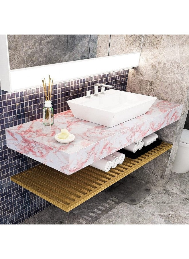 Wolpin Wall Stickers Marble Wallpaper Furniture (45 x 300 cm) Kitchen Cabinets, Almirah, Plastic & Wooden Tabletop, Wardrobe, Makeover PVC DIY Self Adhesive, Jade, Pink & White Decorative Wallpaper - Image 4