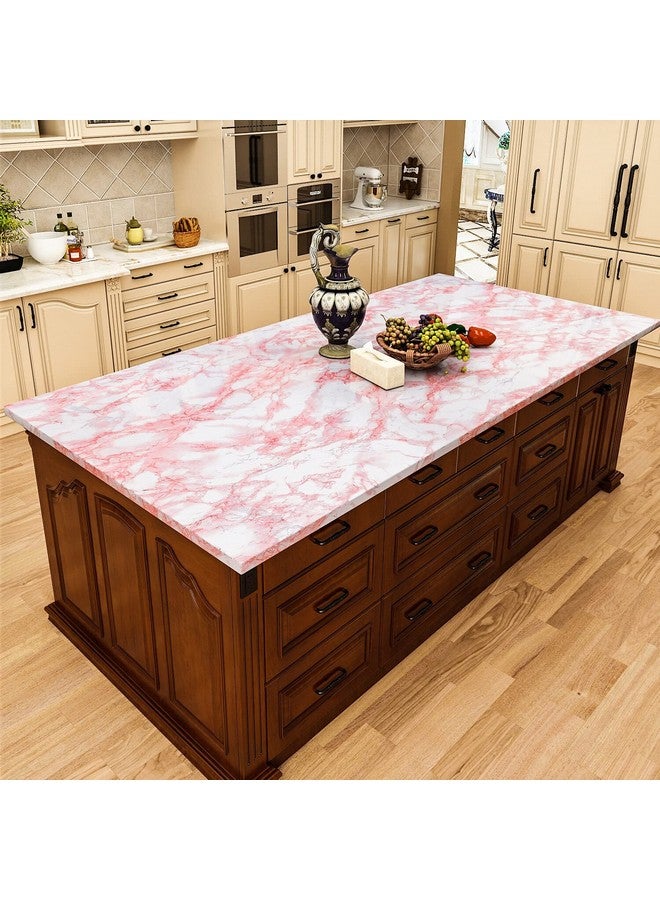 Wolpin Wall Stickers Marble Wallpaper Furniture (45 x 300 cm) Kitchen Cabinets, Almirah, Plastic & Wooden Tabletop, Wardrobe, Makeover PVC DIY Self Adhesive, Jade, Pink & White Decorative Wallpaper - Image 5