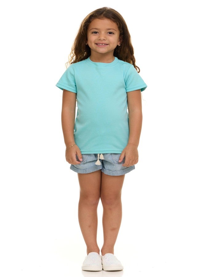 Cudlie Girls’ Short Sleeve T-Shirts, 5-Pack Solid Color Soft Cotton Tees for Infants, Toddlers and Little Girls - Image 4