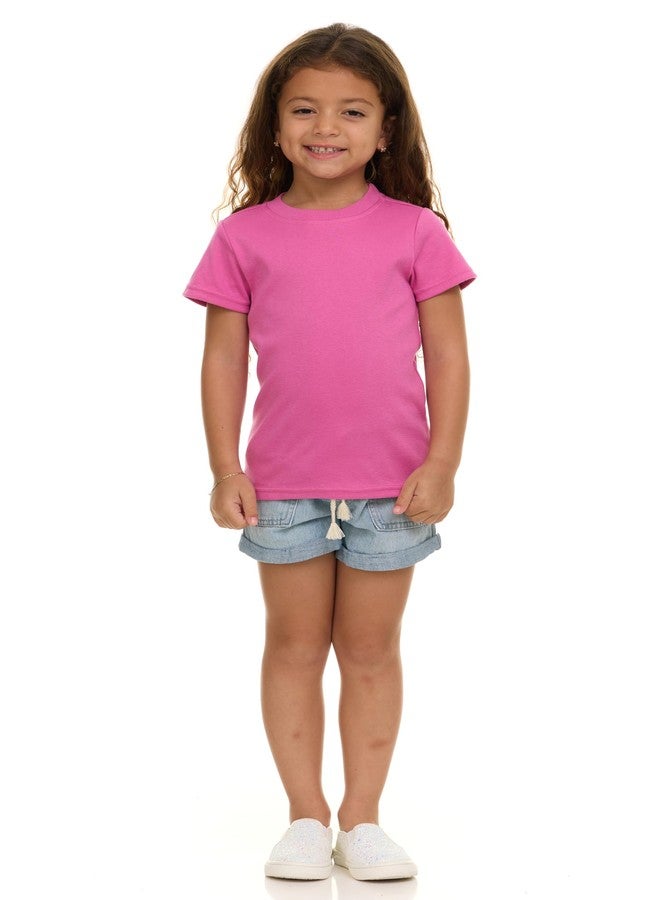 Cudlie Girls’ Short Sleeve T-Shirts, 5-Pack Solid Color Soft Cotton Tees for Infants, Toddlers and Little Girls - Image 2