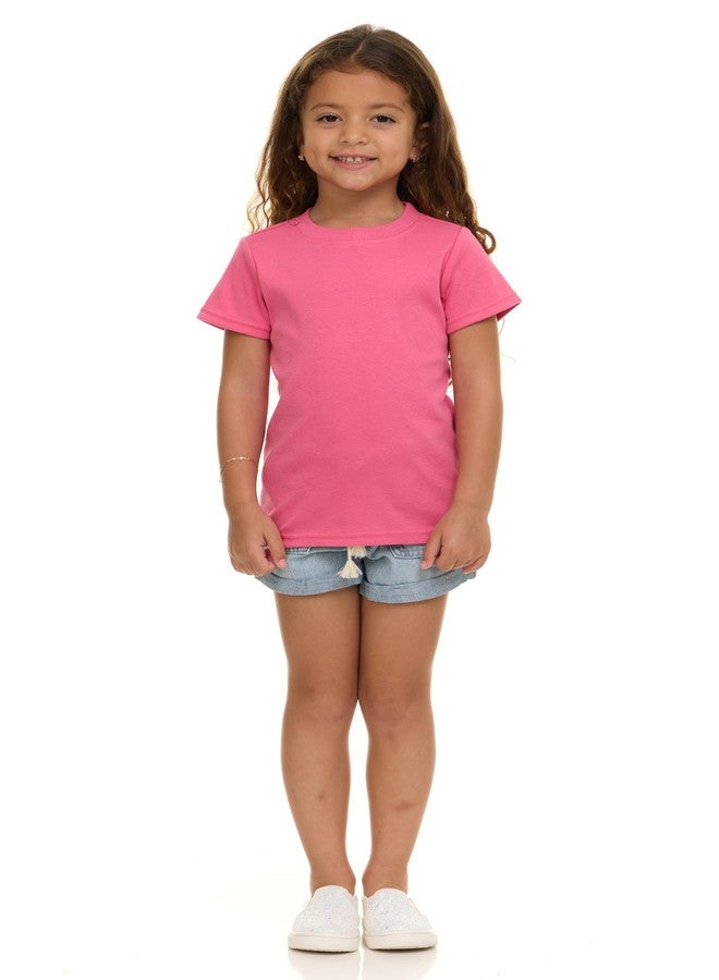 Cudlie Girls’ Short Sleeve T-Shirts, 5-Pack Solid Color Soft Cotton Tees for Infants, Toddlers and Little Girls - Image 5