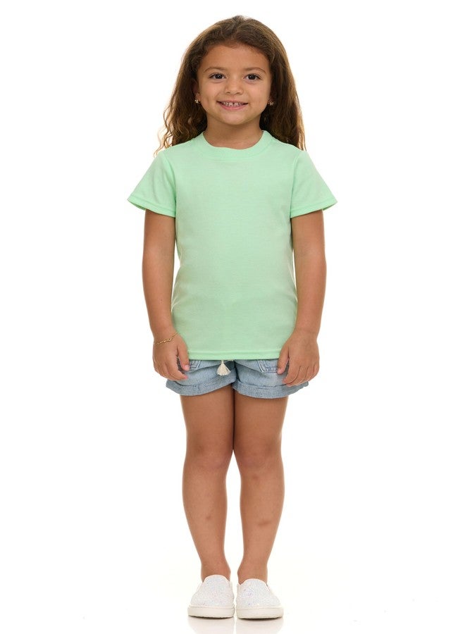 Cudlie Girls’ Short Sleeve T-Shirts, 5-Pack Solid Color Soft Cotton Tees for Infants, Toddlers and Little Girls - Image 3