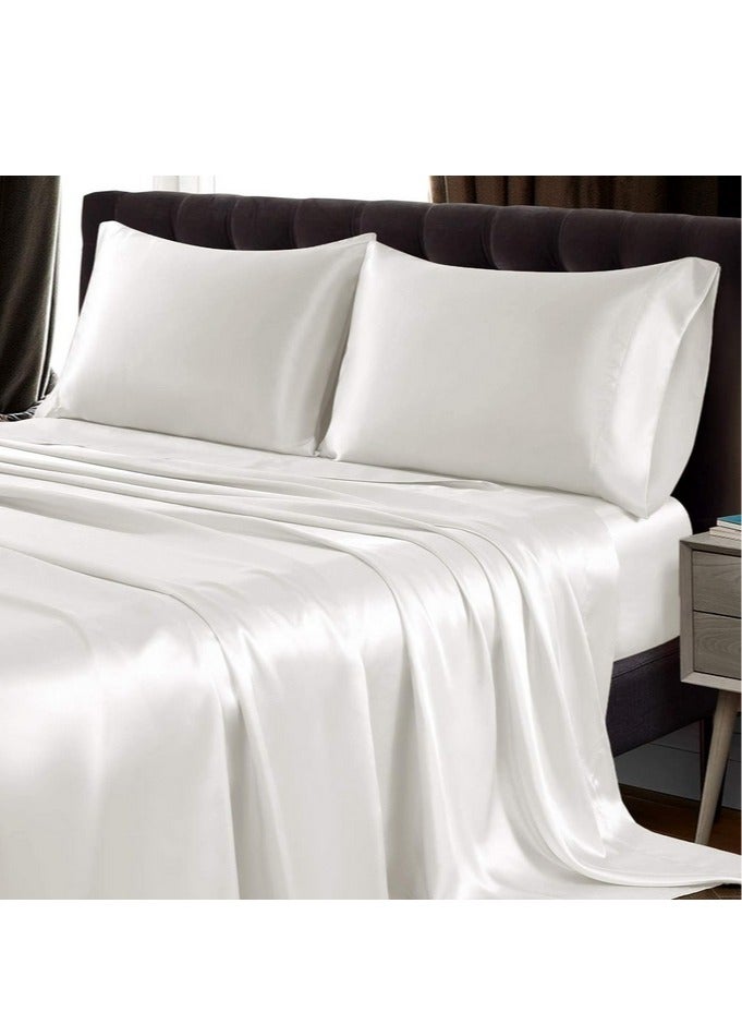 Bedding Duvet Cover Sets Silk Sheet Set of 4 King Size 220x240cm  - Image 3