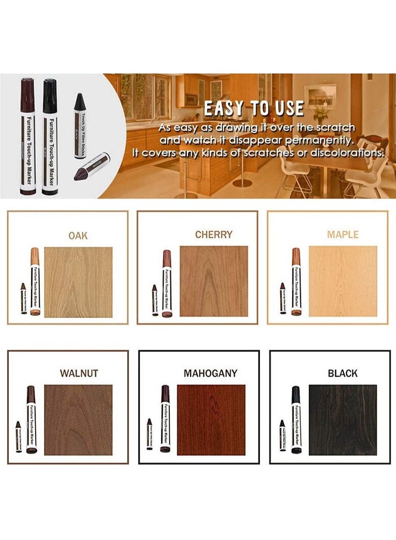 MJZ Furniture Repair Kit Wood Markers - Set of 13 - Markers and Wax Sticks with Sharpener Kit, for Stains, Scratches, Wood Floors, Tables, Desks, Carpenters, Bedposts, Touch Ups, and Cover Ups - Image 3