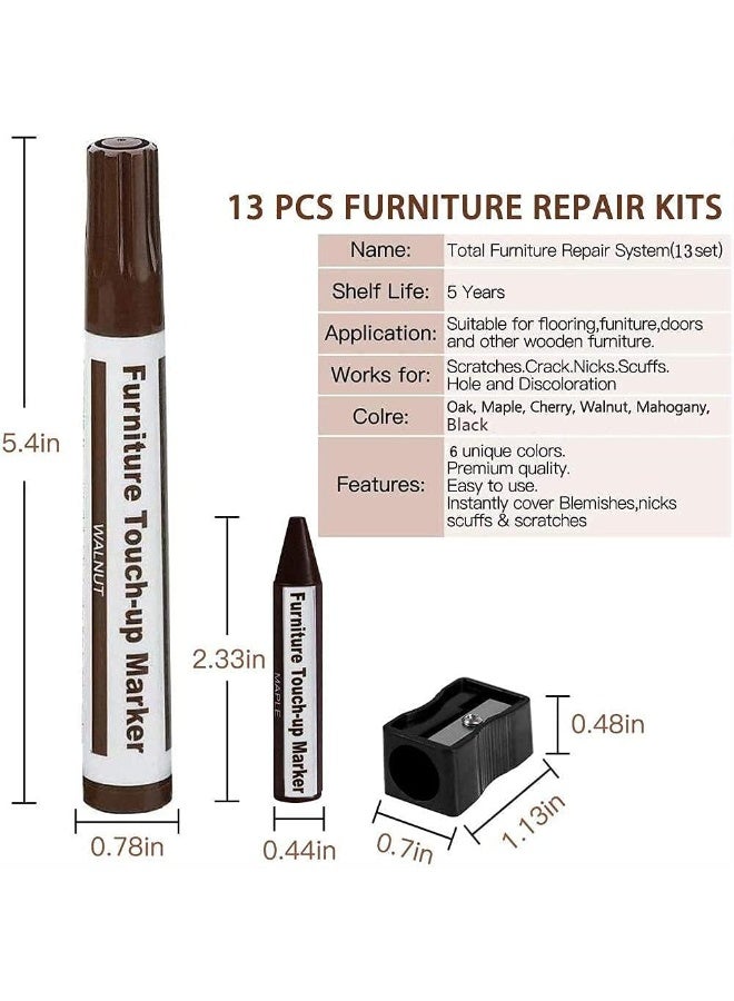 MJZ Furniture Repair Kit Wood Markers - Set of 13 - Markers and Wax Sticks with Sharpener Kit, for Stains, Scratches, Wood Floors, Tables, Desks, Carpenters, Bedposts, Touch Ups, and Cover Ups - Image 4