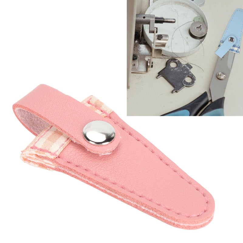 Embroidery Scissors Sheath Protective Leather Cover For Sewing Quilting Craft Tools Flesh Pink - Image 4