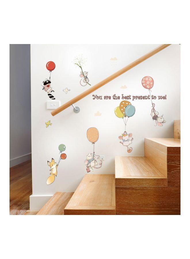 NIBEMINENT Qiangtie Decorative Balloon And Mouse Cartoon Wall Sticker Multicolour 70x50cm - Image 1