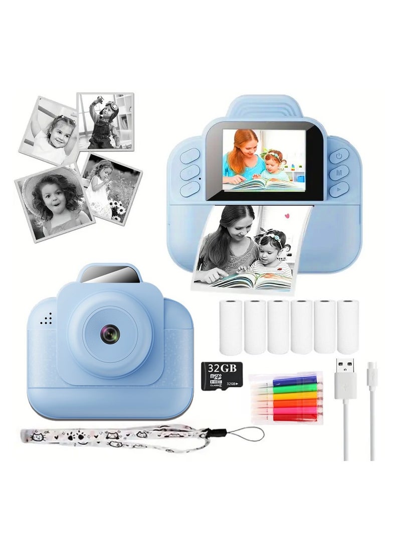 Kids Camera, 1080P Instant Printing Dual Camera, Photo Video, 2.4 Inch IPS LCD Screen, Built-in 1800mAh Battery, 32G TF Card, Birthday Festival Gift for Kids  - Image 1