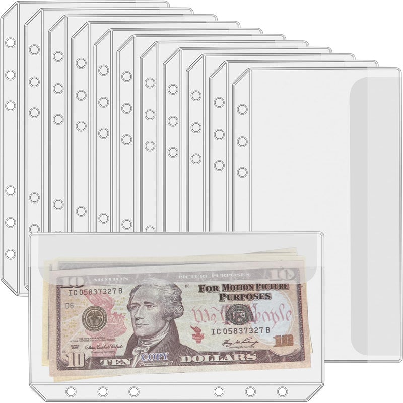 UMSICHT 12PCS A6 Binder Pockets with No Zippers, Zipless Budget Envelopes with Lids, A6 Binder Pouch for 6 Ring Binder, Money Folder Organizer, Clear PVC Savings Challenges Envelopes, 12PCS. - Image 1
