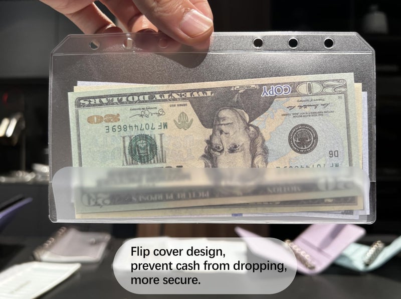 UMSICHT 12PCS A6 Binder Pockets with No Zippers, Zipless Budget Envelopes with Lids, A6 Binder Pouch for 6 Ring Binder, Money Folder Organizer, Clear PVC Savings Challenges Envelopes, 12PCS. - Image 5