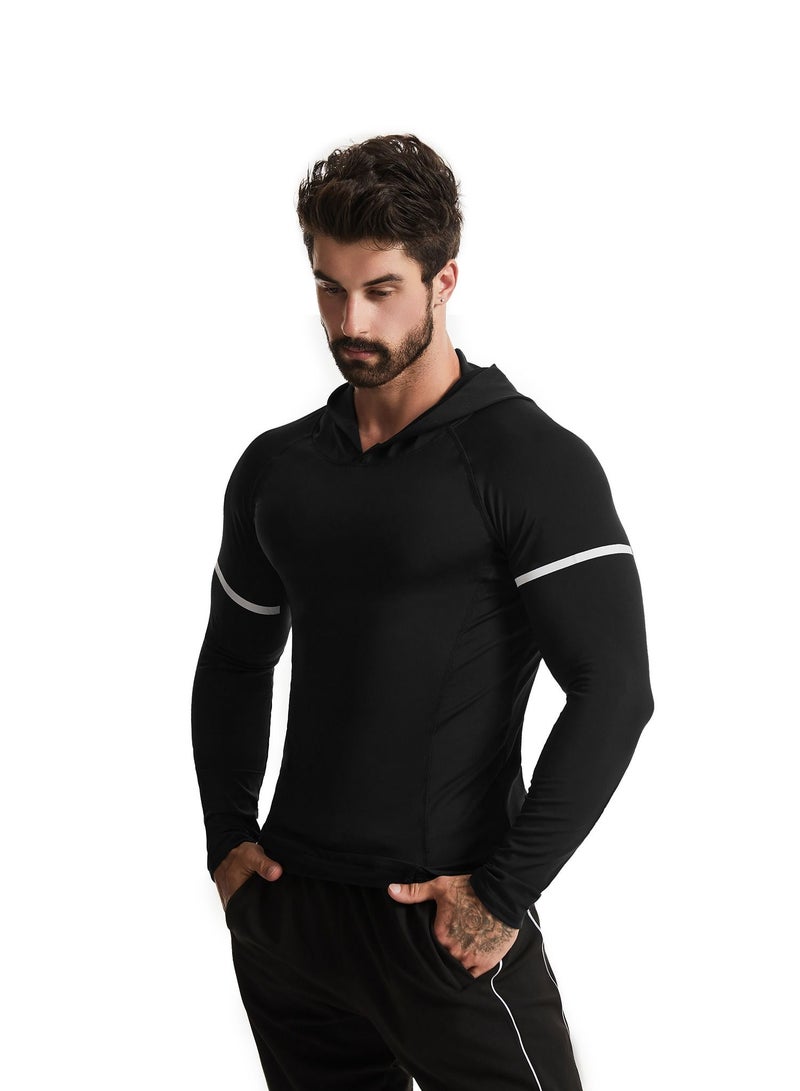 Loquat Men Quick Dry Breathable Sports Long Sleeve T-Shirt Black  - Image 1