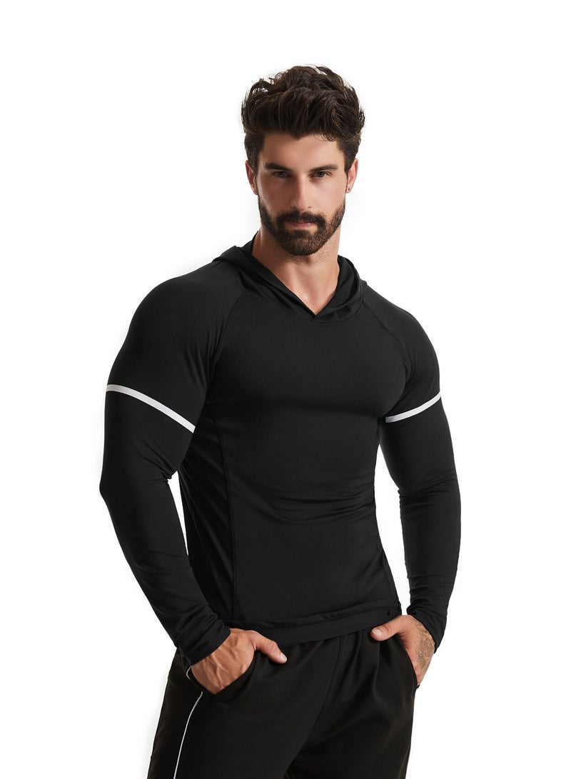 Loquat Men Quick Dry Breathable Sports Long Sleeve T-Shirt Black  - Image 2
