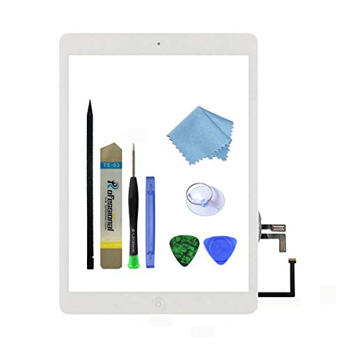 Zentop for White IPad Air 1st Generation Touch Screen Digitizer Glass Replacement Modle A1474 A1475 A1476 with Home Button,Camera Holder,Preinstalled Adhesive,Tool Kit. - Image 1