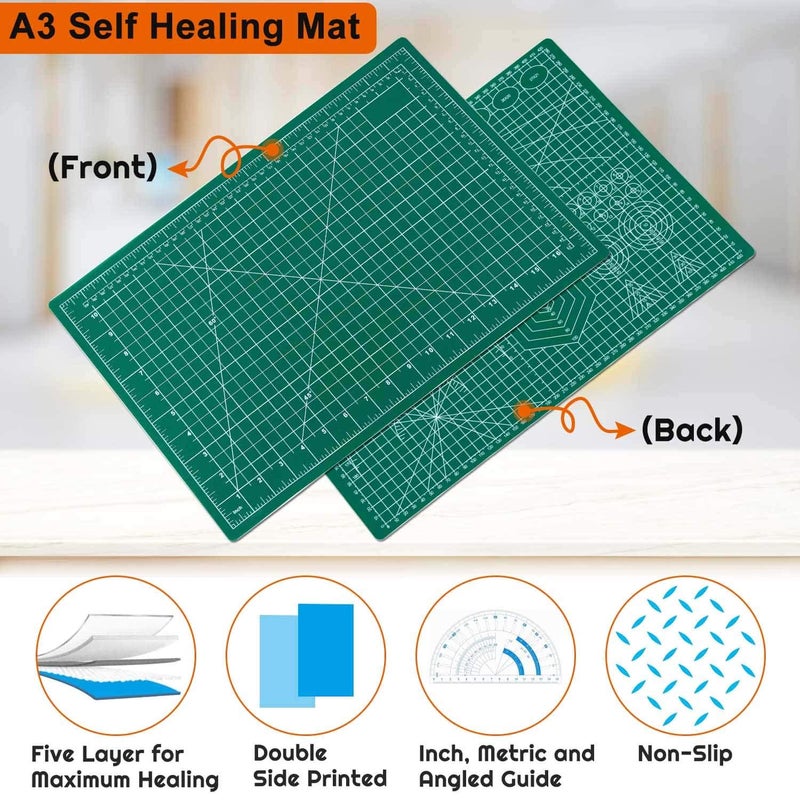 anezus Self Healing Sewing Mat, 12inch x 18inch Rotary Cutting Mat Double Sided 5-Ply Craft Cutting Board for Sewing Crafts Hobby Fabric Precision Scrapbooking Project - Image 5