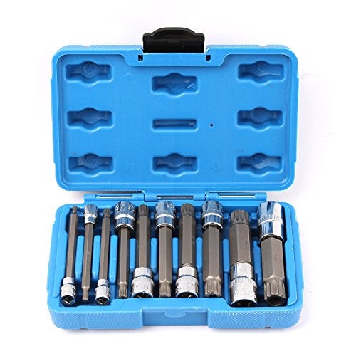 WINTOOLS 10Pcs XZN Triple Square Socket Kit Spline Socket Bit Set Long Drive Metric Bits 4-Inch Kit ¼“ ⅜” and ½” Drive Ratchets - Image 1