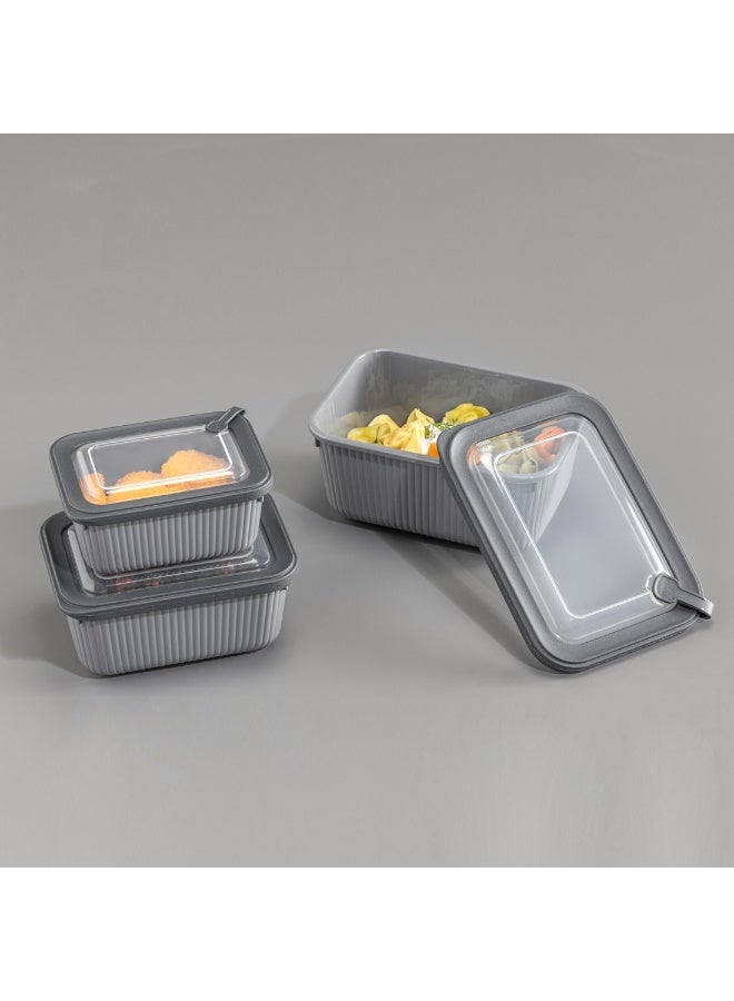 Happy Home 3-Piece Food Storage Container Set – Microwave & Freezer Safe Lids – 600ml, 1050ml, 1750ml – Ideal for Storing Meals, Salads, Vegetables, Fruits, Meat, Beans & Dry Foods – Durable, Food-Safe Plastic, Easy to Clean, Practical & Stylish Kitchen Organizer - Image 3