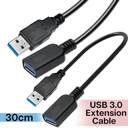 SaiTech IT 2 Pack Short Length 1 Feet USB 3.0 Extension Cable, USB 3.0 A Male to Female Extender Cable - Image 2
