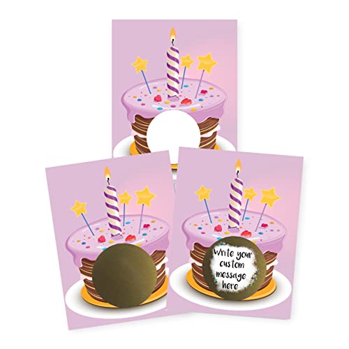 My Scratch Offs Make Your Own DIY Scratch Off ScratchNotes 20 Pack 3x4 Note Cards & Stickers Teacher Rewards Pink Birthday Cake Design - Image 1