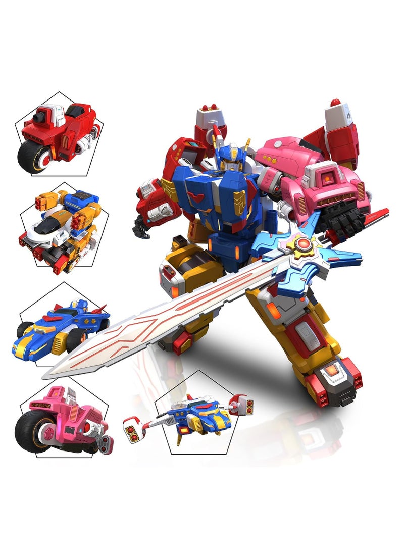 5-in-1 Transforming Vehicles Playset with Motorcycles Planes and Go-Karts STEM Toy for Kids Perfect Birthday Gift for Boys and Girls 6 Years Old - Image 1