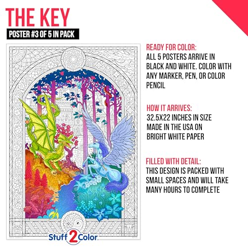 Stuff2Color Giant Coloring Poster 5 Pack - Big 32.5 x 22 Inch Line Art Coloring Posters - Great for Family Time, Kids, Classrooms, Care Facilities, Arts and Crafts Projects, and Group Activities - Image 4