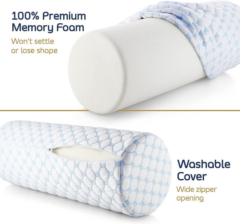 Nestl Neck Roll Pillow for Sleeping – Firm Neck Pillow for Pain Relief - Premium Memory Foam Neck Roll Pillow – Bolster Pillow for Sleeping with Breathable Cooling Cover – Firm Cylinder Neck Pillow - Image 3
