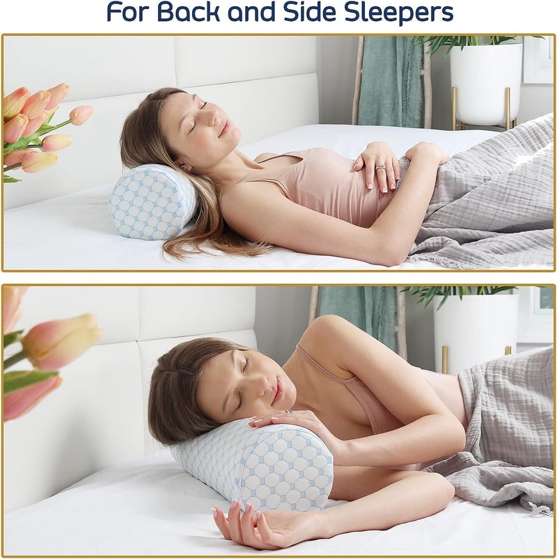 Nestl Neck Roll Pillow for Sleeping – Firm Neck Pillow for Pain Relief - Premium Memory Foam Neck Roll Pillow – Bolster Pillow for Sleeping with Breathable Cooling Cover – Firm Cylinder Neck Pillow - Image 5